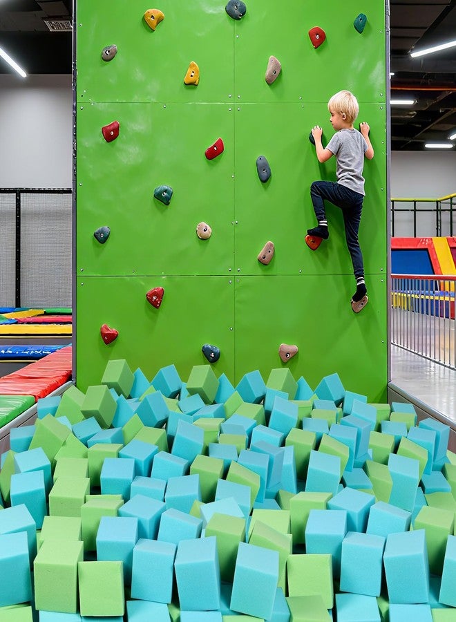 WINTECY 24PCS Foam Cubes 5"x5"x5"- Foam Pit Blocks Set, Soft Stacking Blocks for Indoor Games,Trampolines, Gymnastics, Parkour & Action Sport (Green and Light Blue) - Image 5